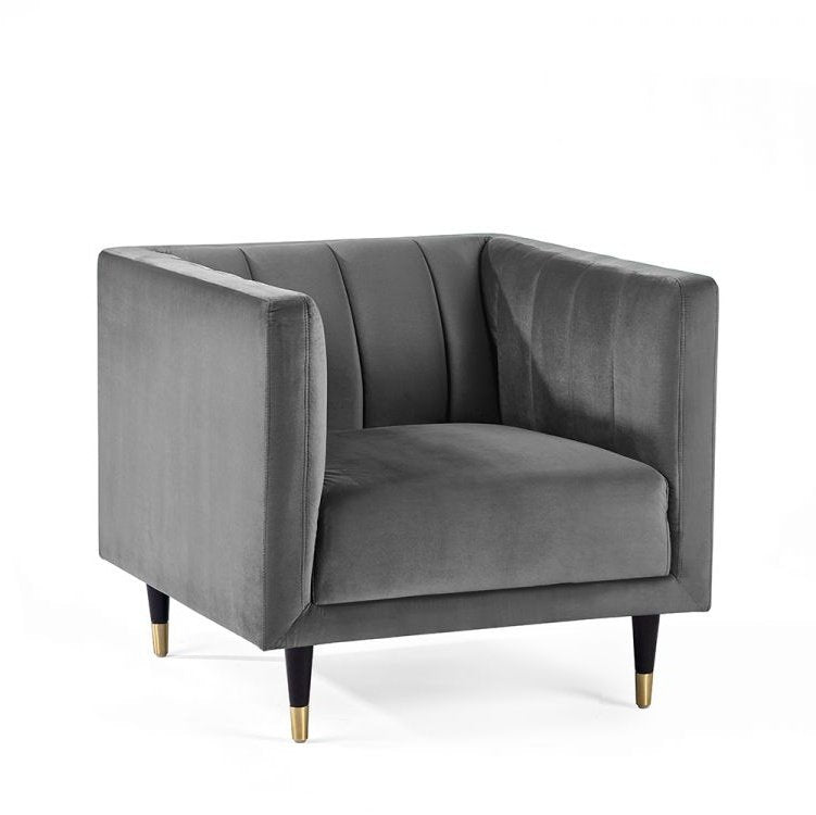 Salma Scalloped Back Chair - Grey