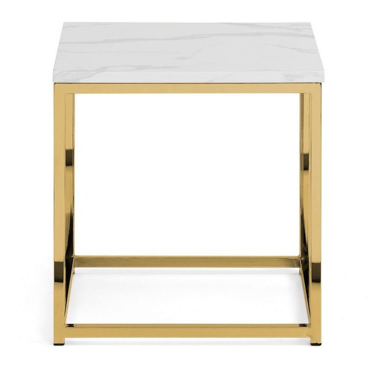 Scala Gold White Marble Top Lamp Table