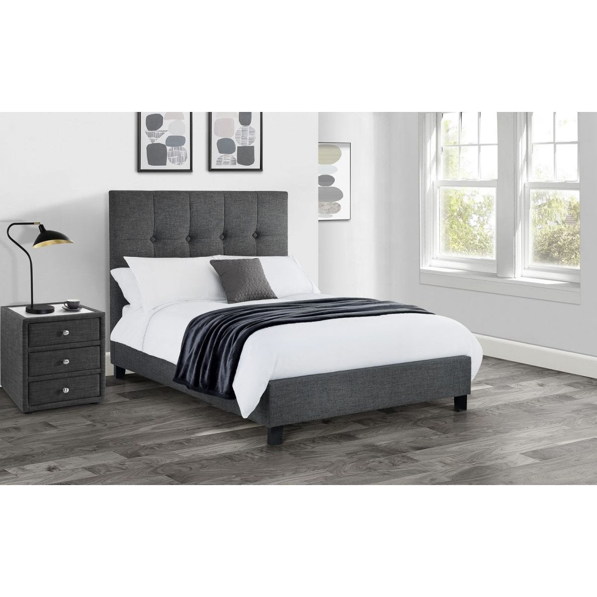 Sorrento High Headboard Bed - Slate Grey