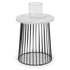 Broadway Round Lamp Table - White Marble