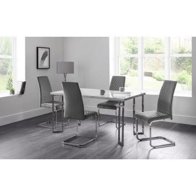 Calabria Velvet Cantilever Dining Chair - Grey