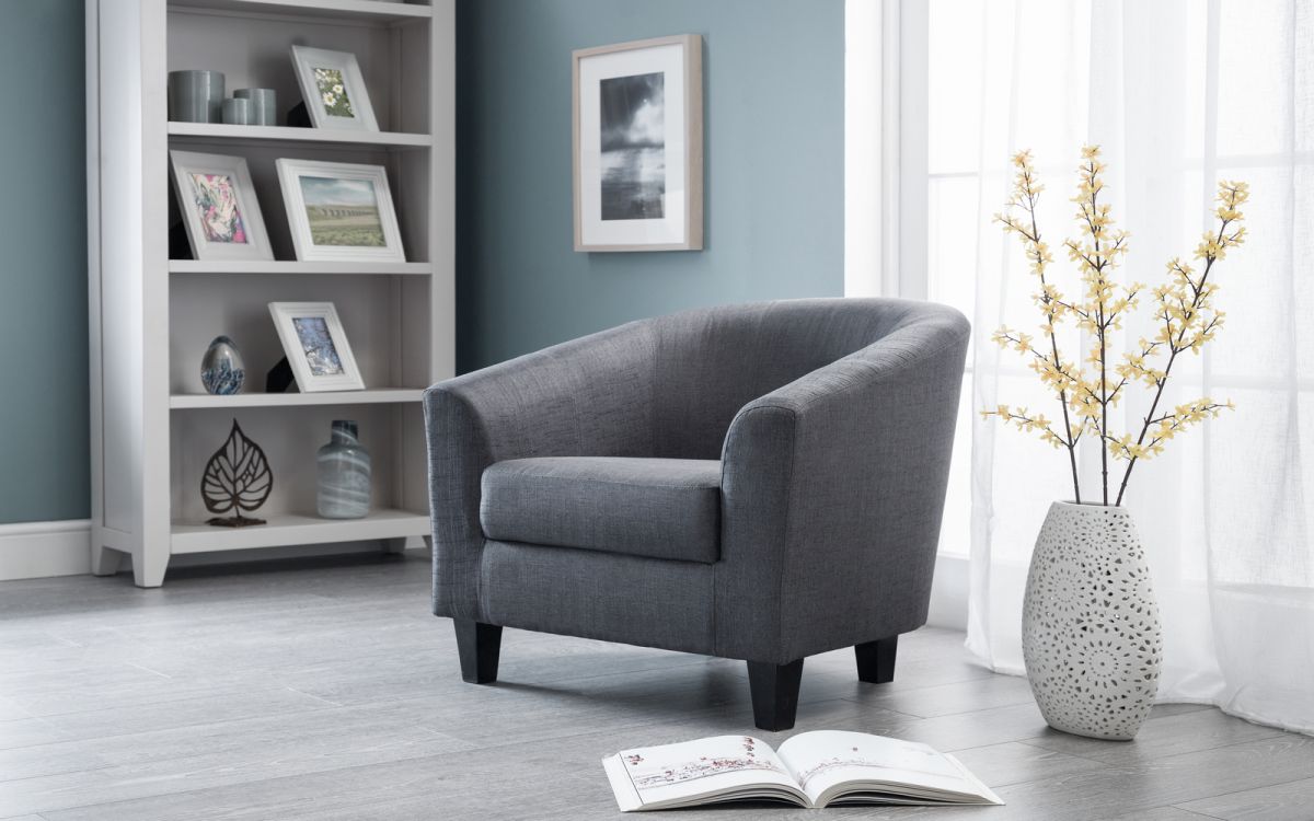 Hugo Fabric Tub Chair - Slate Grey