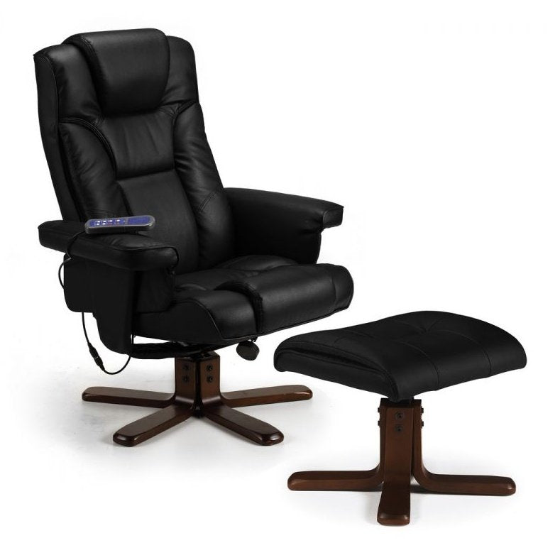 Malmo Massage Recliner & Stool - Black