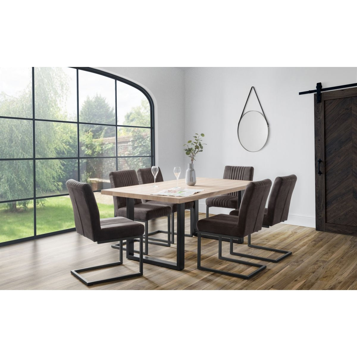 Berwick Dining Table & Brooklyn Charcoal Chairs