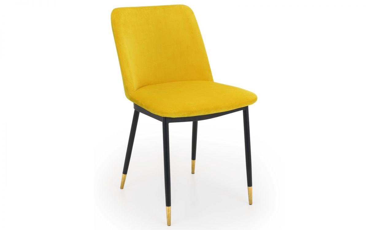 Holland Round Pedestal Table & 2 Delaunay Mustard Chairs