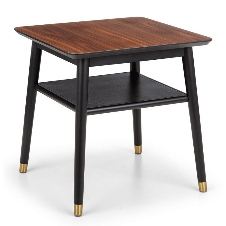 Findlay Lamp Table with Shelf - Walnut & Black