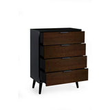 Alba 4 Drawer Wide Chest - Walnut/Black