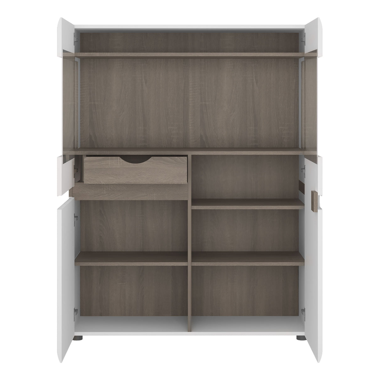 Chelsea Low Display Cabinet 109cm in White with Truffle Oak Trim