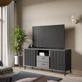 Lusaka TV Cabinet 2 Door 2 Drawer in Black Graphite