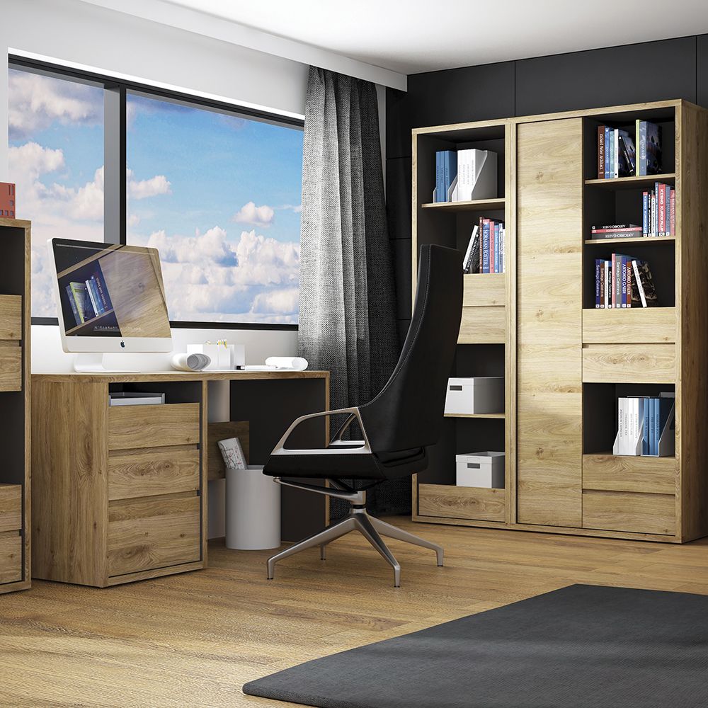 Shetland Tall Wide 1 Door 4 Drawer Bookcase