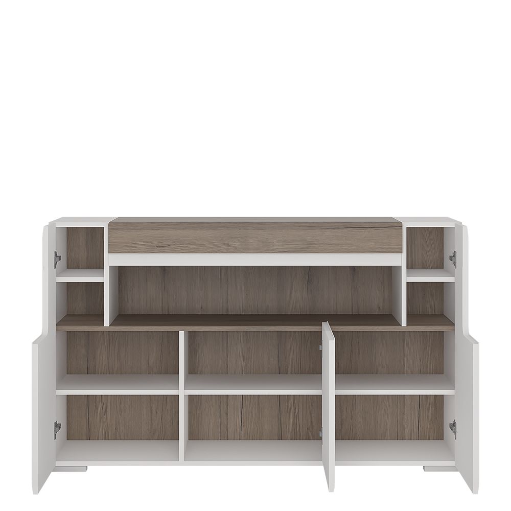 Toronto 3 Door Sideboard with Open Shelving and Plexi Lighting