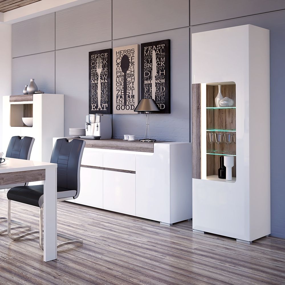 Toronto Tall Narrow Glazed Display Cabinet with Internal Shelves