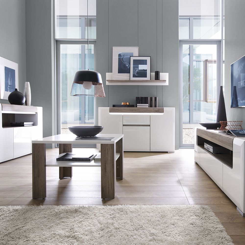 Toronto 3 Door Sideboard with Open Shelving and Plexi Lighting
