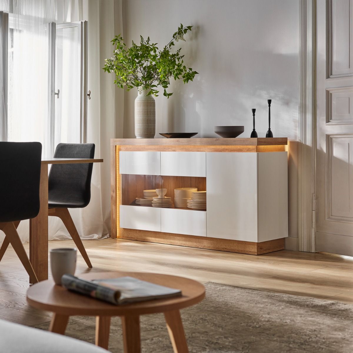 Lyon 3 Door Glazed Sideboard