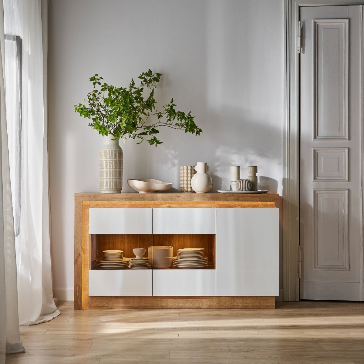 Lyon 3 Door Glazed Sideboard
