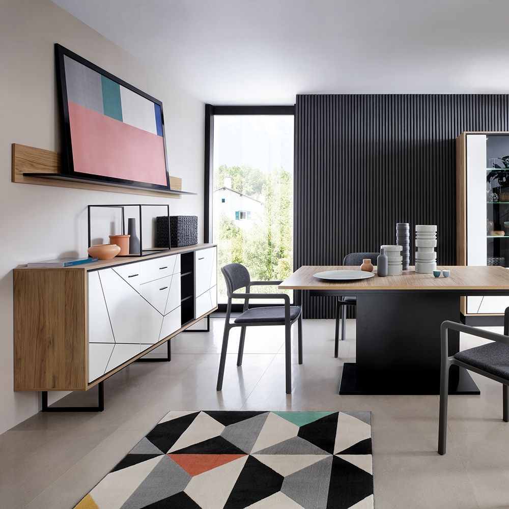 Brolo Extending Dining Table in Walnut and Dark Panel Finish 160-200cm