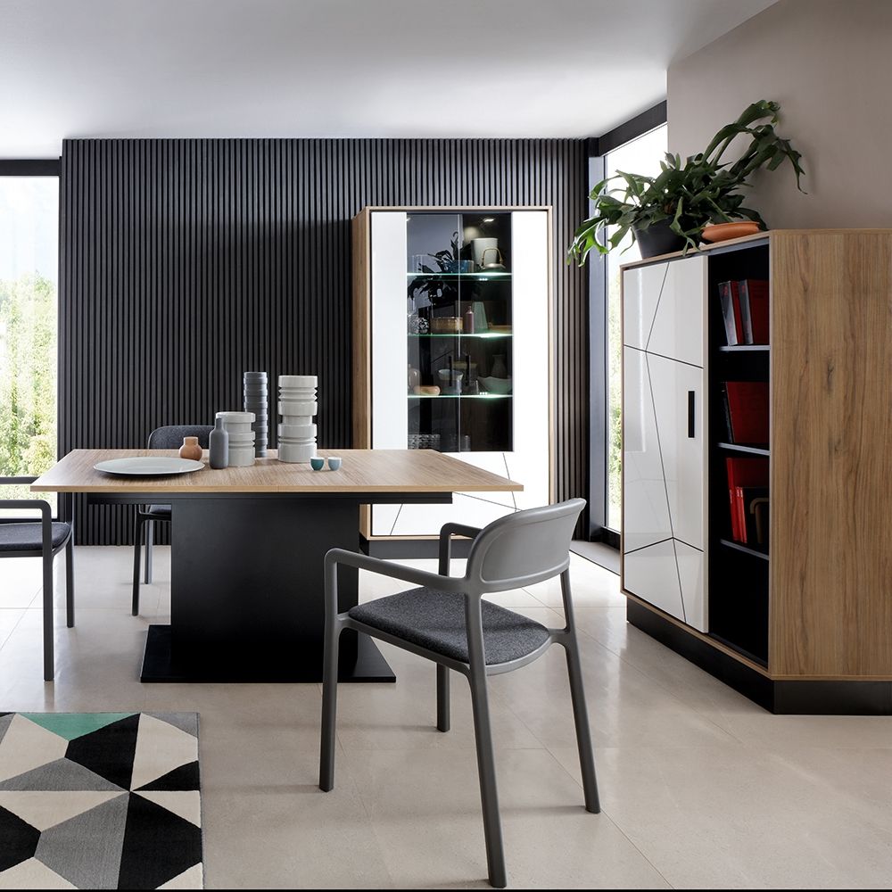 Brolo Extending Dining Table in Walnut and Dark Panel Finish 160-200cm