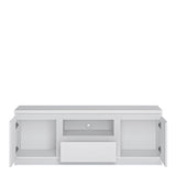 Fribo 2 Door 1 Drawer 136cm Wide TV Cabinet in White