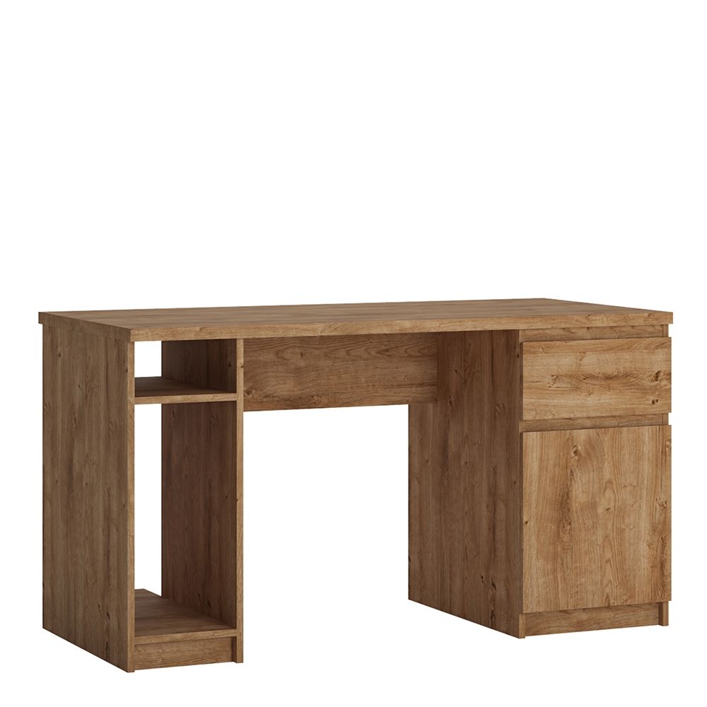 Fribo Twin Pedestal Desk with Drawer and Cupboard
