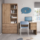 Fribo Twin Pedestal Desk with Drawer and Cupboard
