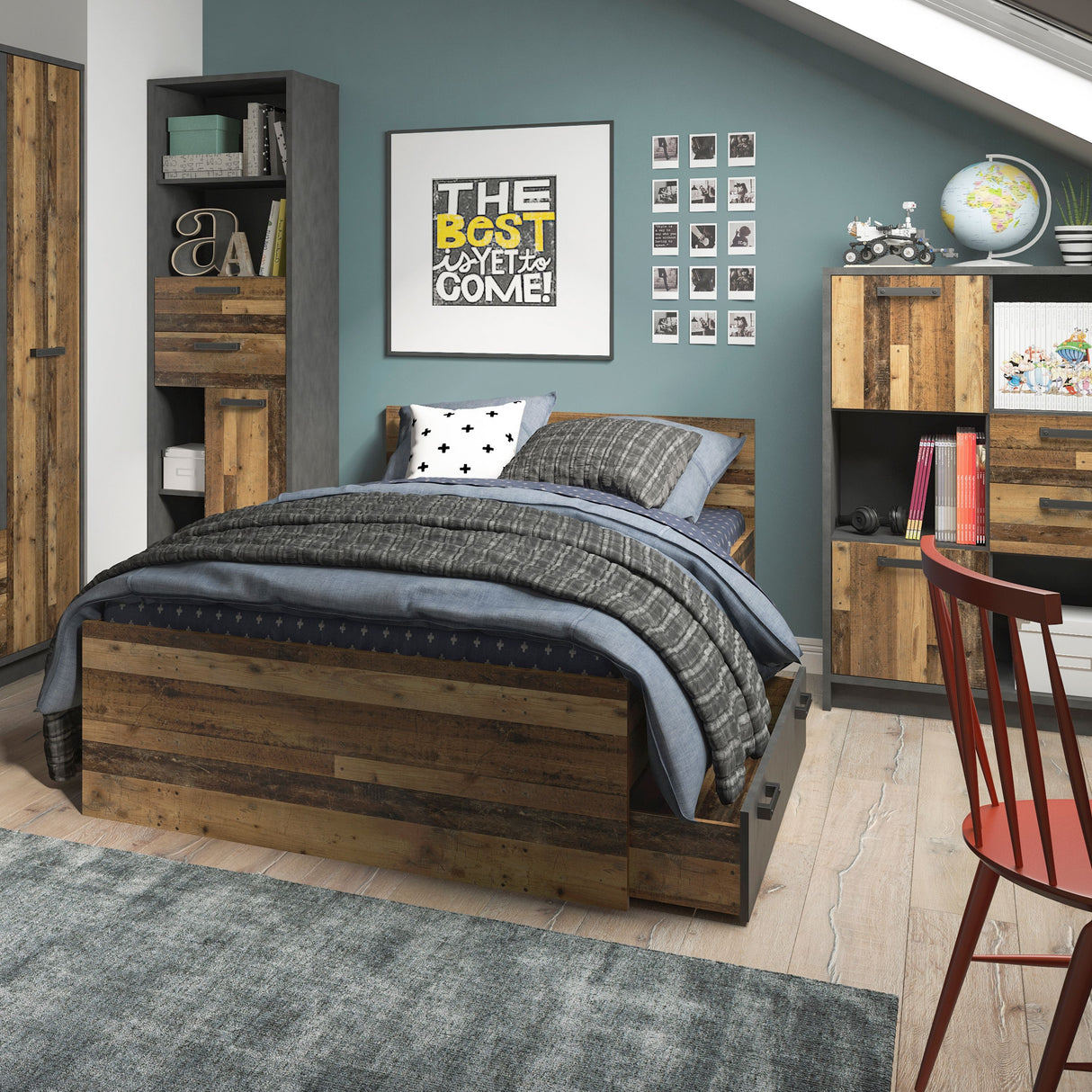 Brooklyn Single Bed 120cm in Walnut