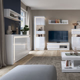 Lyon 2 Door 3 Drawer Sideboard (including LED lighting) in White and High Gloss