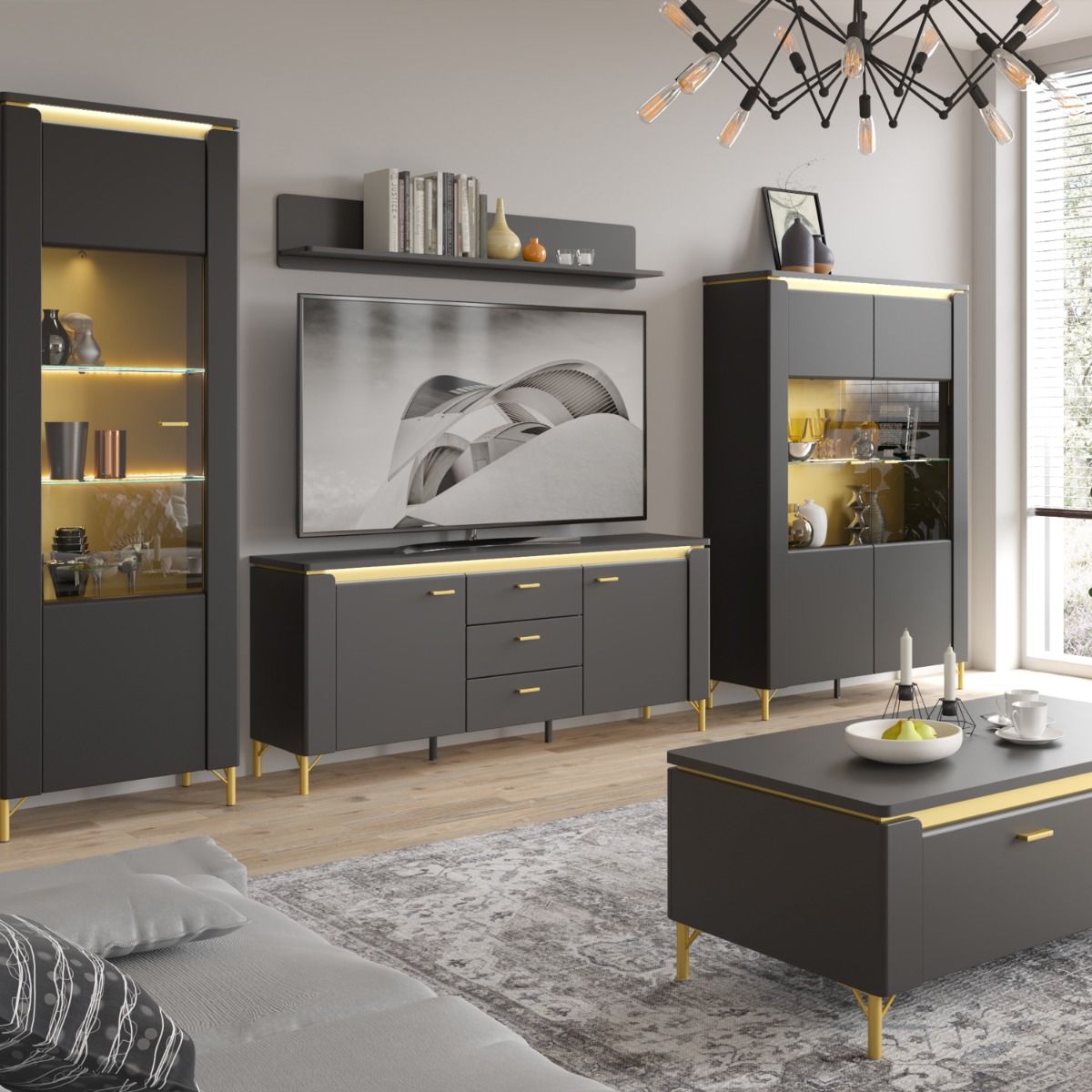 Genoa TV Cabinet 2 Door 3 Drawer 155cm Wide