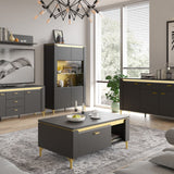 Genoa Coffee Table 1 Drawer in Black Matt/Gold