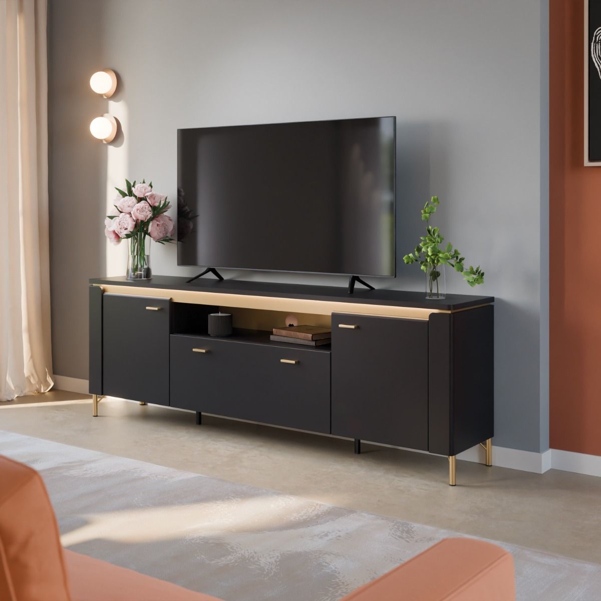 Genoa TV Cabinet 2 Door 1 Drawer 200cm Wide