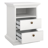 Paris Package - Bedside 2 Drawers + Chest of 4 Drawers + Wardrobe with 2 Doors White