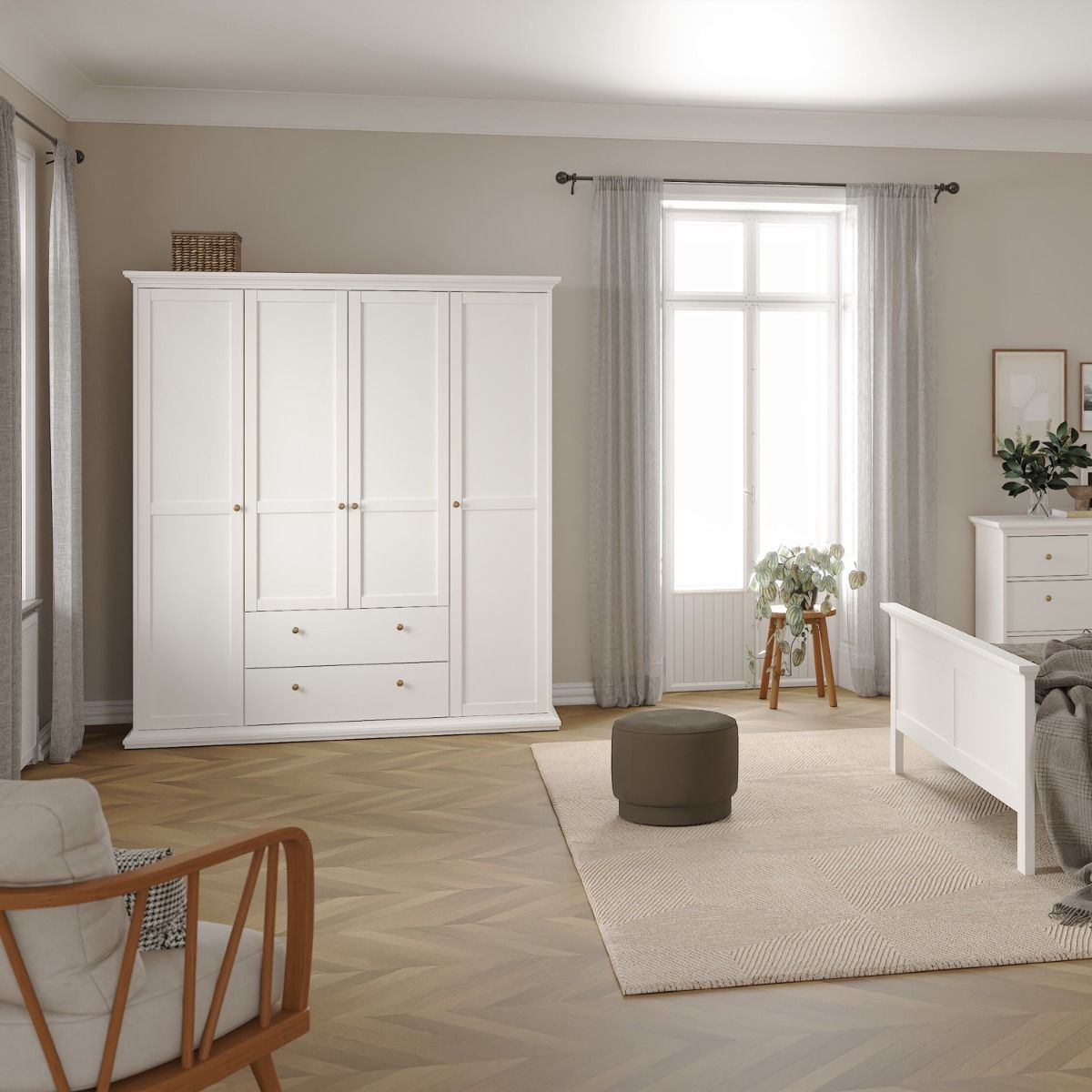 Paris Wardrobe with 4 Doors and 2 Drawers