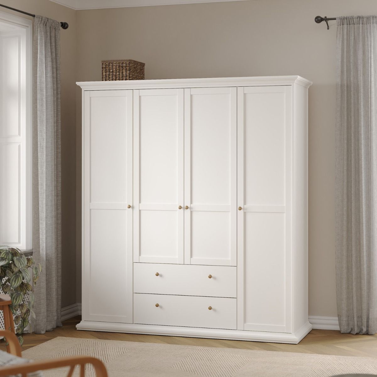 Paris Wardrobe with 4 Doors and 2 Drawers