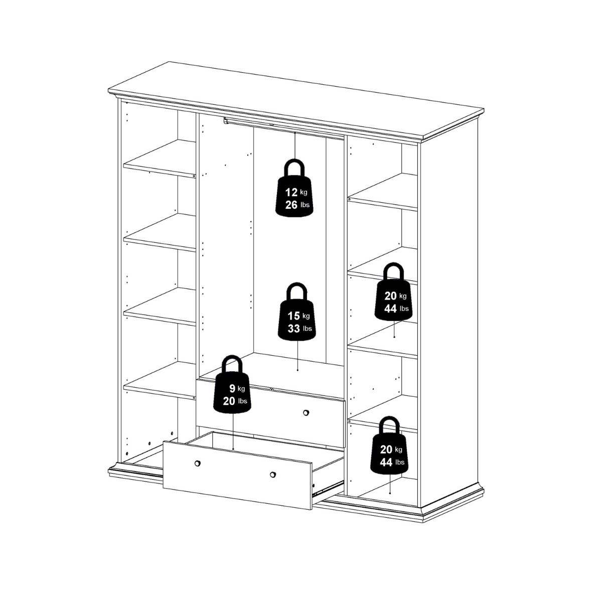 Paris Wardrobe with 4 Doors and 2 Drawers