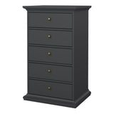 Paris Chest 5 Drawers in Grey