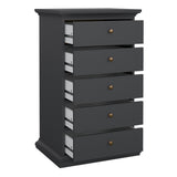 Paris Chest 5 Drawers in Grey