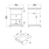 Paris Package - Bedside 2 Drawers + Chest of 4 Drawers + Wardrobe with 2 Doors White