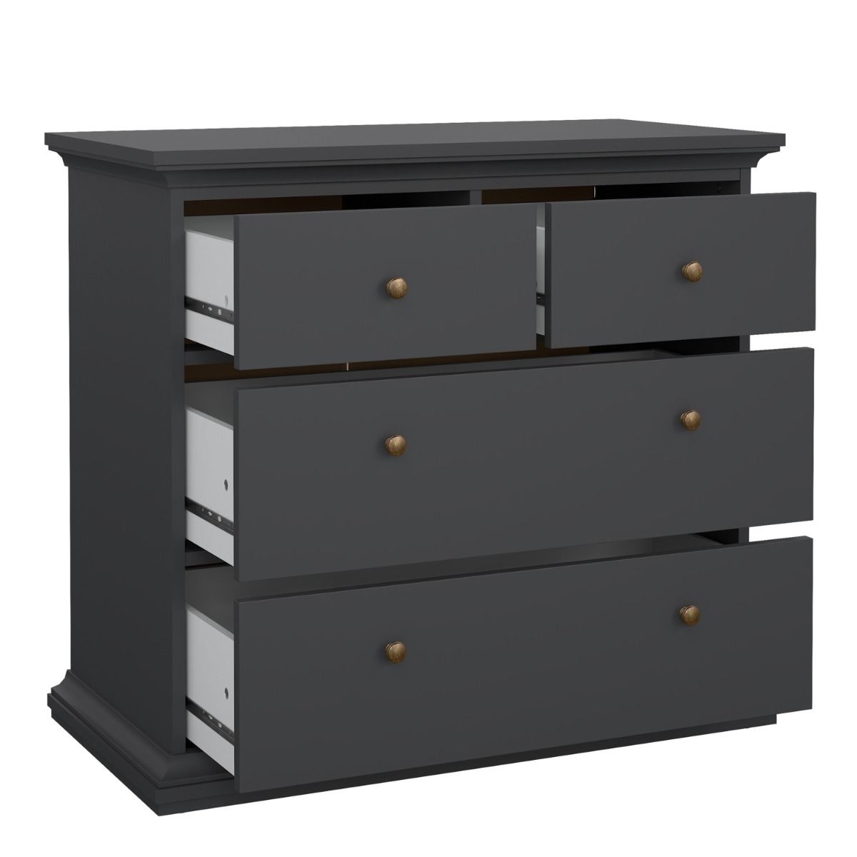 Paris Package - Bedside 2 Drawers + Chest of 4 Drawers + Wardrobe with 2 Doors White