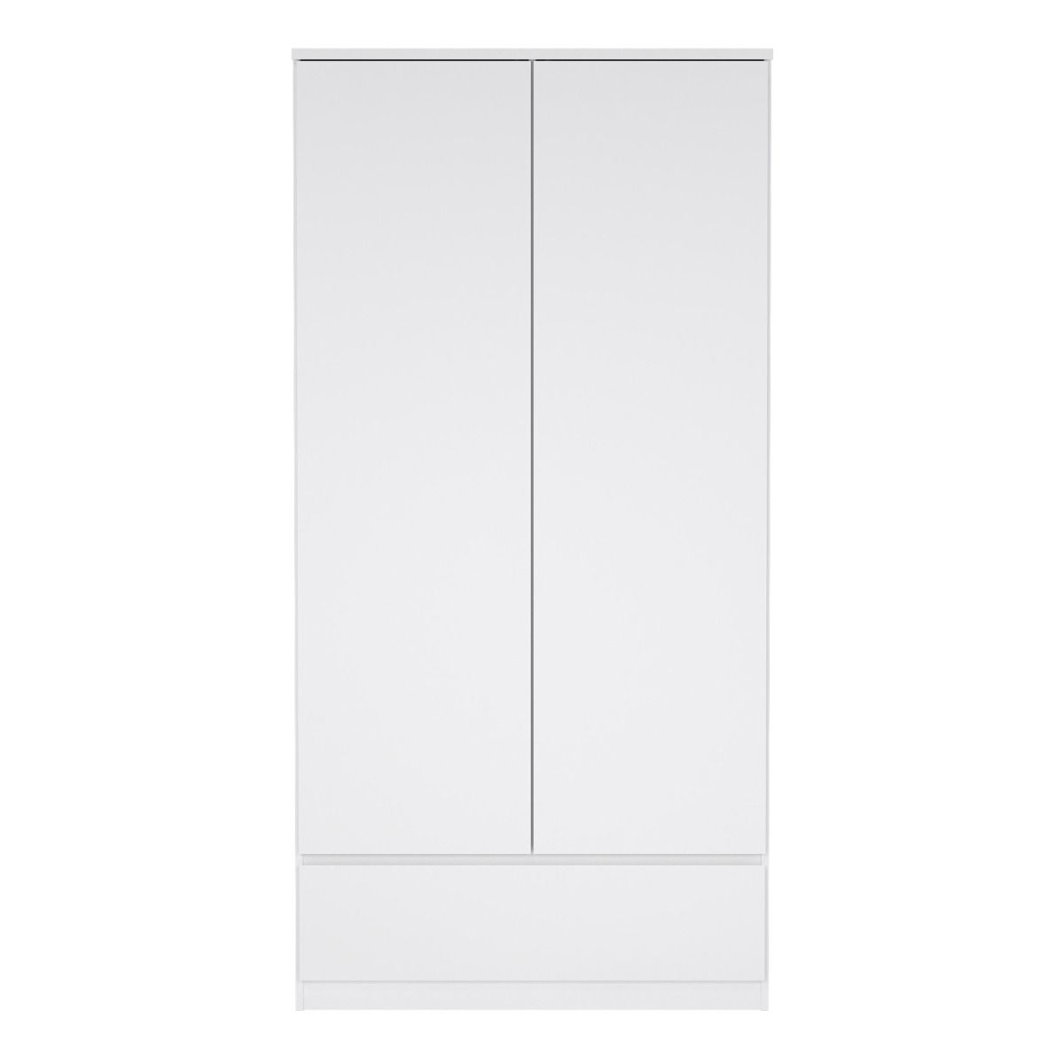 Naia Wardrobe with 2 Doors 1 Drawer in White High Gloss