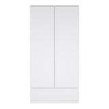 Naia Wardrobe with 2 Doors 1 Drawer in White High Gloss