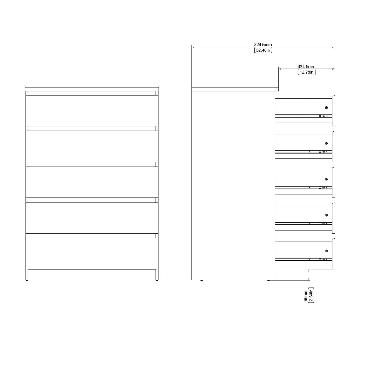Naia Chest with 5 Drawers in Black Matt