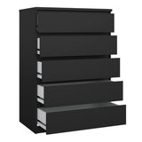 Naia Chest with 5 Drawers in Black Matt