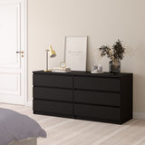 Naia Wide Chest with 6 Drawers in Black Matt
