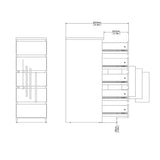 Naia Narrow Chest with 5 Drawers in Black Matt