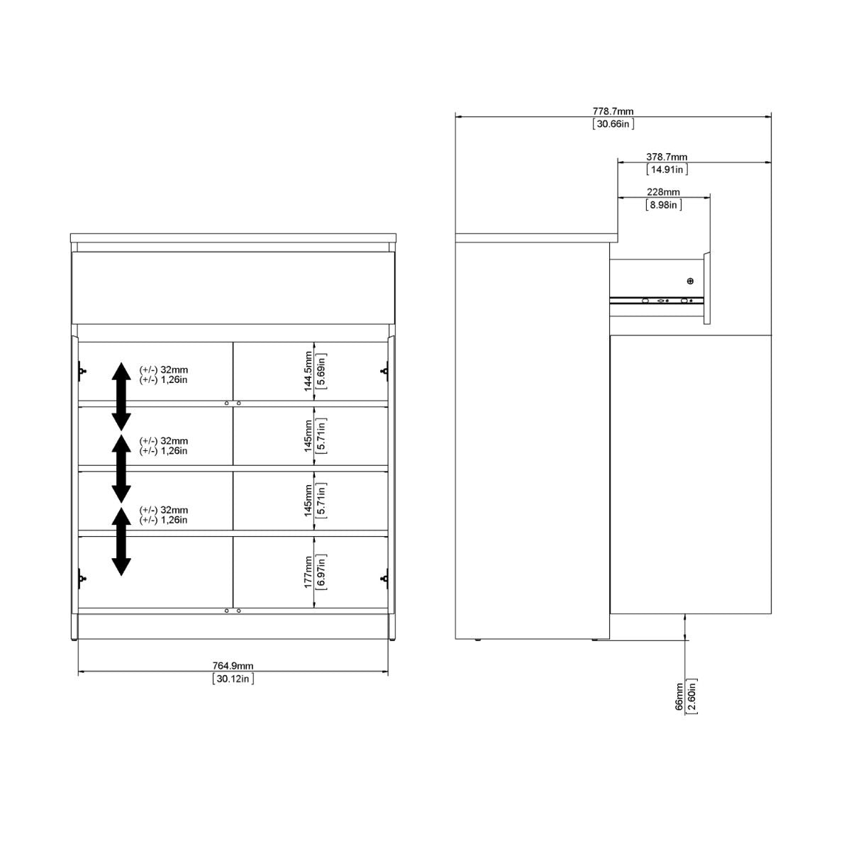 Naia Sideboard with 1 Drawer 2 Doors