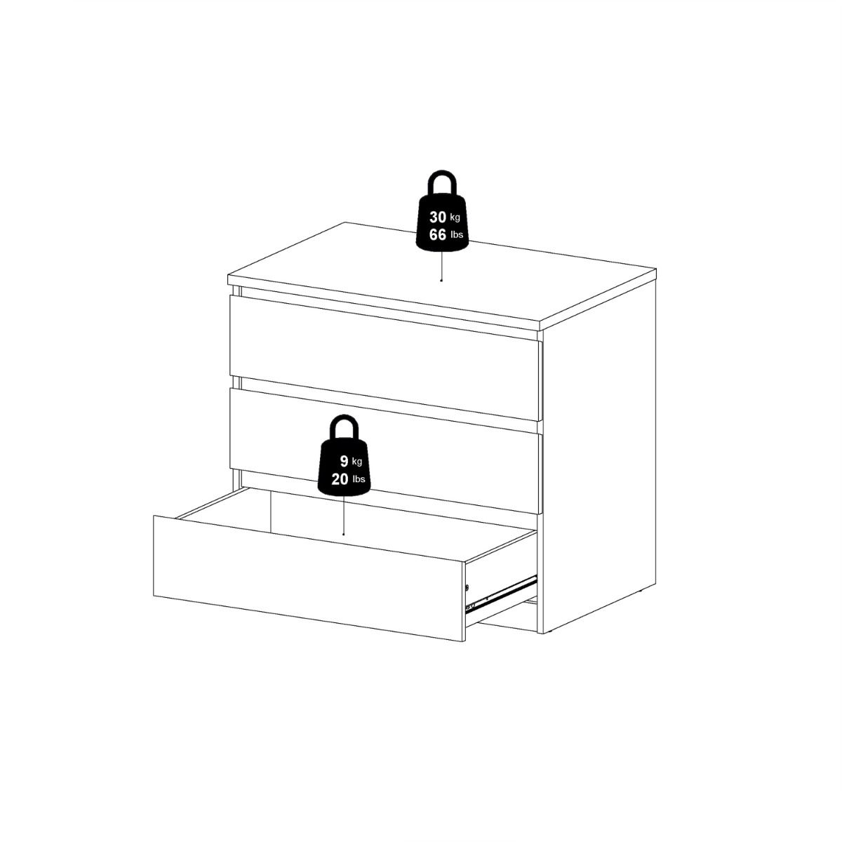 Naia Chest with 3 Drawers in Black Matt