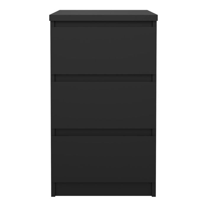Naia Bedside with 3 Drawers in Black Matt