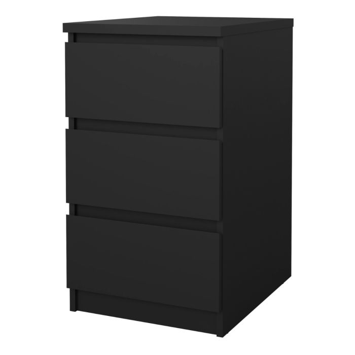 Naia Bedside with 3 Drawers in Black Matt
