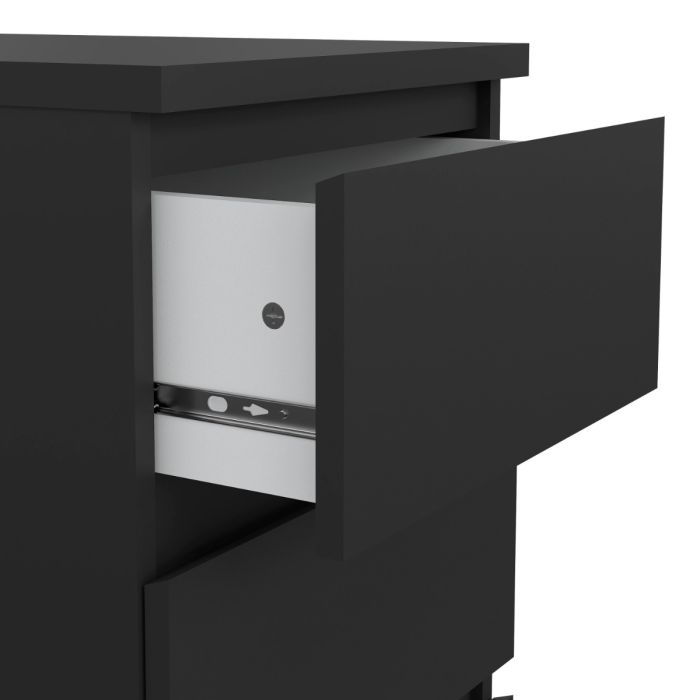 Naia Bedside with 3 Drawers in Black Matt