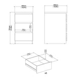 Naia Bedside with 3 Drawers in Black Matt