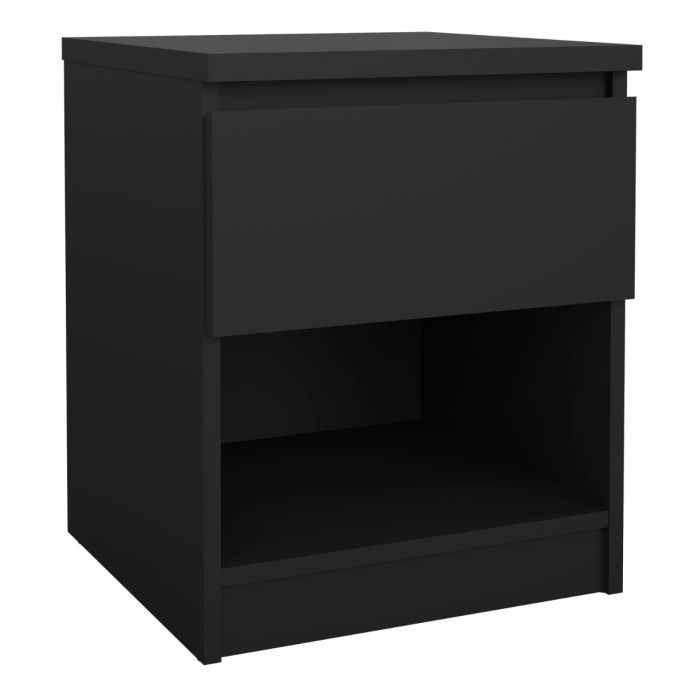 Naia Bedside with 1 Drawer 1 Shelf in Black Matt